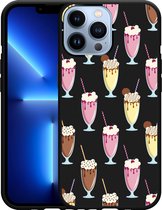 Geschikt voor Apple iPhone 13 Pro Max Hoesje Zwart Milkshakes - Designed by Cazy