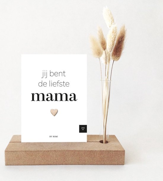 liefste mama ,  memory shelf met kaart  en vaasje met bloem