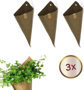 Sizo® Plantenzak | Papieren Plantenbak | Plantenbak | Set van 3 Stuks | Ophangbak voor Planten | Groen Mud | 15x 30cm | Kruidenrek | Hangplant | Bloempot