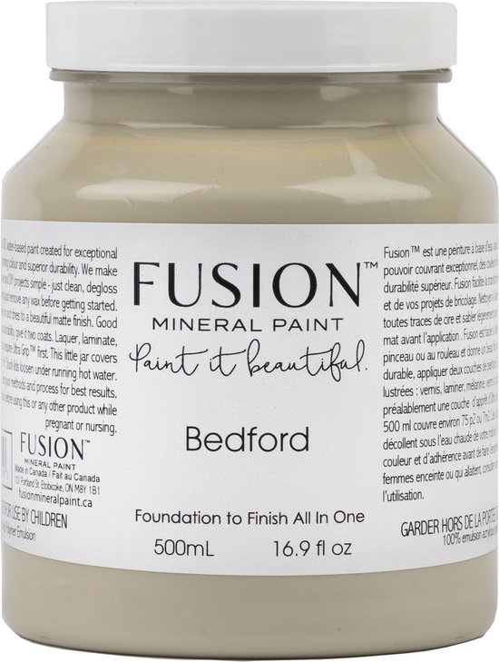 Foto: Fusion mineral paint meubelverf acryl zacht taupe bedford 500 ml