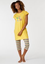 Woody pyjama meisjes/dames - mosterdgeel - mandrill aap - 221-1-BAB-S/614 - maat M