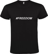 Zwart  T shirt met  print van "# FREEDOM " print Wit size S