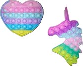 Pop IT pakket - 2 in 1 - Unicorn en hart pop it - fidget toy - friemelspeelgoed