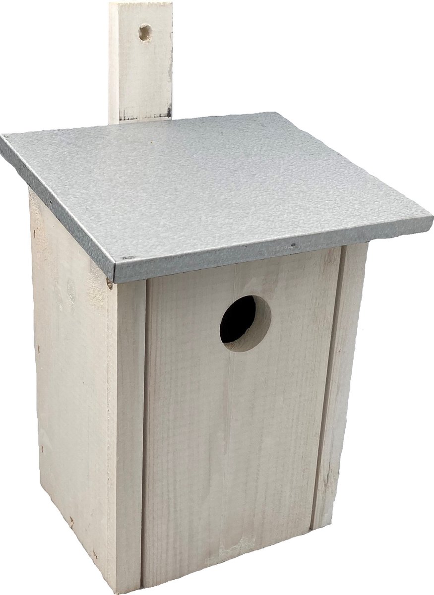 Bol.com GARDEN SPIRIT Vogelhuisje dak zink - Nestkast 12 x 15 x 24 cm wit aanbieding