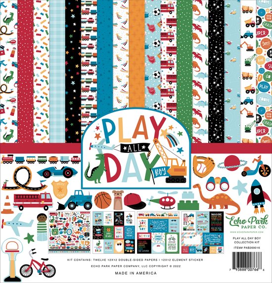 Echo Park Play All Day Boy Ensemble de collection 12 x 12 pouces ( Kit )