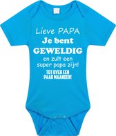 Baby rompertje met leuke tekst | Lieve papa je bent geweldig |zwangerschap aankondiging | cadeau papa mama opa oma oom tante | kraamcadeau | Maat 68 blauw