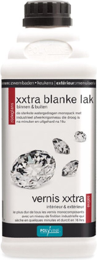 Polyvine XXtra Blanke Lak | Zijdeglans | 1 liter | sterkste 1 componenten lak | watergedragen | UV bestendig | flexibel | binnen lak | buiten lak