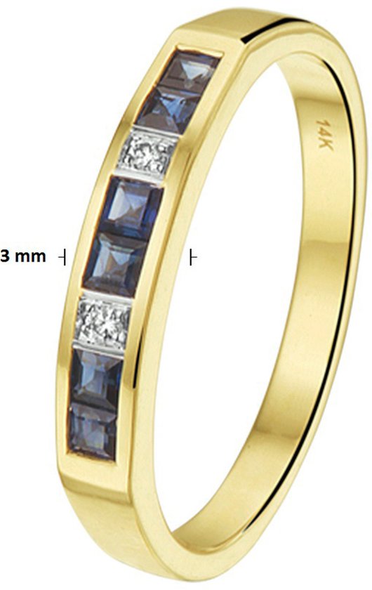 The Jewelry Collection Ring Saffier En Diamant 0.02ct H Si - Bicolor Goud
