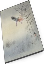 Textielframe - Ohara Koson, IJsvogel jagend op vis, kleurenprint op Dekostof 80 x 145cm