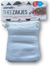 Theezakjes - Lege theezakjes - 12 stuks - Single use - 10x 7cm - Vul de zakjes met je favoriete thee - Theezakjes - Vulbaar - Thee - High Thee - Met sluitbare touwtjes.