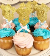 Cupcake glitter prikkers | 6 stuks | Baby | Gender reveal | Babyshower | Boy or Girl | Meisje of jongen | Roze | Blauw | Goud