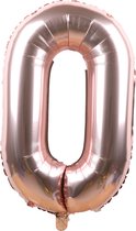 Folieballon / Cijferballon Rose Goud XL - getal 0 - 82cm