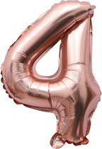 Folieballon / Cijferballon Rose Goud - getal 4 - 41cm