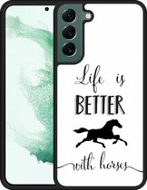 Galaxy S22+ Hardcase hoesje Life is Better with Horses - Designed by Cazy