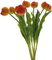 Viv! Home Luxuries - Tulpen boeket - 7 stuks - kunststof bloem - oranje - 52cm -Topkwaliteit