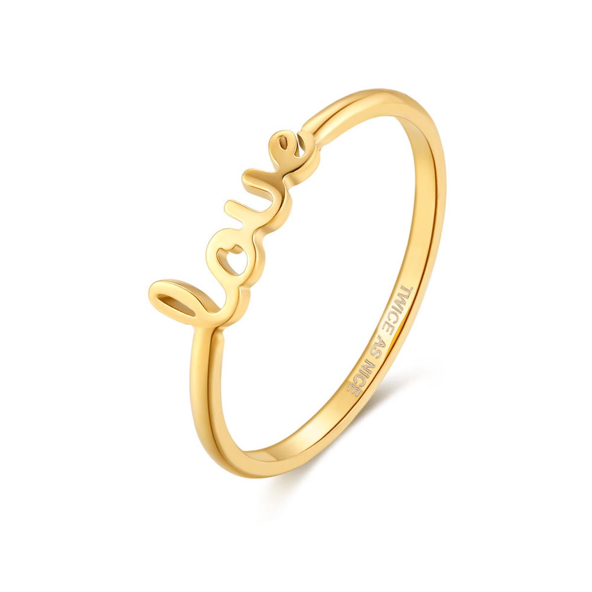 Twice As Nice Ring in goudkleurig edelstaal, love 48