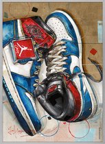 Air Jordan 1 union Los Angeles blue toe painting (reproduction) 51x71cm