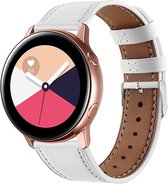 Smartwatch bandje - Geschikt voor Samsung Galaxy Watch 5 (incl. Pro) en Galaxy Watch 4, Watch 3 41mm, Active 2, 20mm horlogebandje - PU Leer strak- Fungus - Wit