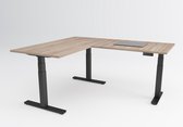 TD Advanced-Edge | Elektrisch zit-sta hoekbureau | Zwart onderstel | Robson eiken blad | 160 x 80 + 80 x 80 cm