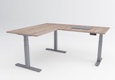Tri-desk Advanced-Edge | Elektrisch zit-sta hoekbureau | Aluminium onderstel | Robson eiken blad | 200 x 80 + 80 x 80 cm