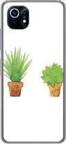 Geschikt voor Xiaomi Mi 11 hoesje - Bloempot - Waterverf - Planten - Siliconen Telefoonhoesje