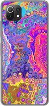 Geschikt voor Xiaomi Mi 11 Lite hoesje - Kunst - Vormen - Kleur - Psychedelisch - Siliconen Telefoonhoesje