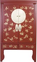 Fine Asianliving Chinese Bruidskast Handgeschilderde Vlinders Rood - Orientique Collection B100xD55xH175cm Chinese Meubels Oosterse Kast