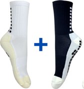 Gripsokken - Set van 2 - Sportsokken - Voetbal - Grip - Anti blaren - Zwart en Wit - Gripnopjes - Compressie - Prestatiebevorderend - One size