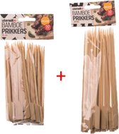 Bamboe prikkers Set - Prikkers - Deluxe bamboe prikkers - Set van 2 verschillende maten - 80 stuks - 15 cm/ 20cm - Bamboe - Sate prikkers - Tapas prikkers - Kip prikkers - Fruitspi