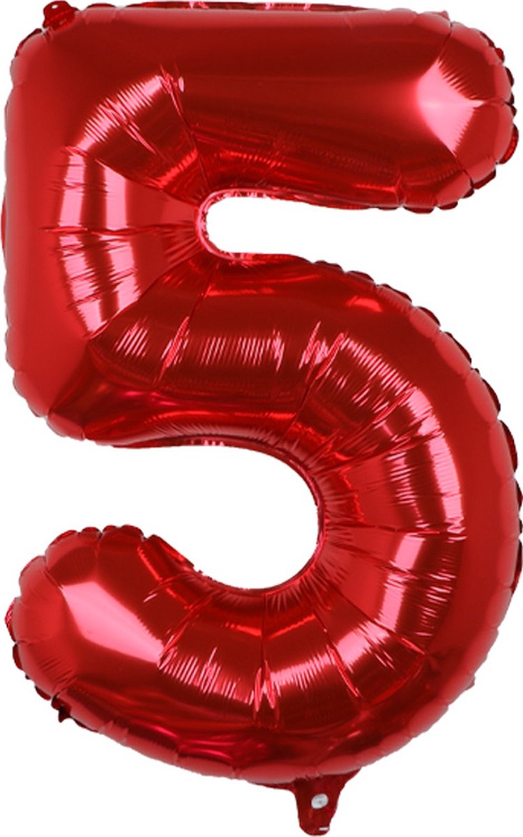 Folieballon / Cijferballon Rood XL - getal 5 - 82cm