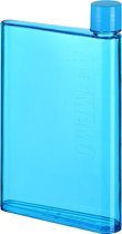 Waterfles Plat – Blauw – Minimalistisch Uiterlijk - Gemakkelijk Mee te Nemen - Inhoud 0,5 liter – 20 x 14,8 cm