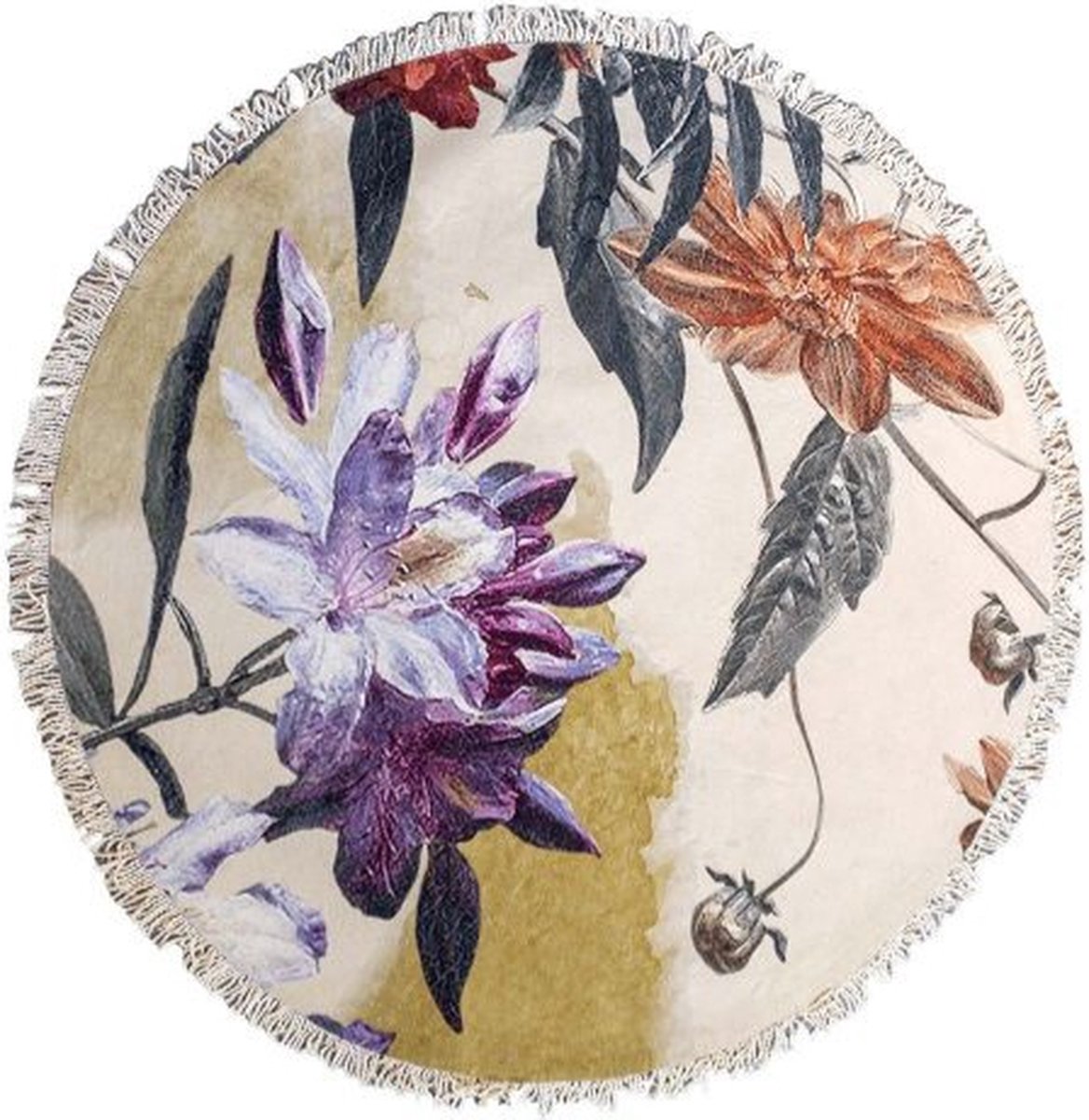 Imbarro Vloerkleed Carpet Holly Ø 150 cm Katoen Rond Bloemen print