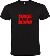 Zwart  T shirt met  print van "BORN TO BE FREE " print Rood size XL