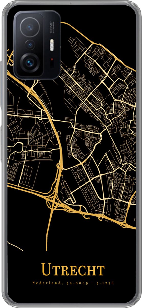 Telefoonhoesje Geschikt voor Xiaomi 11 Lite 5G NE hoesje - Utrecht - Stadskaart - Goud - Siliconen Telefoonhoesje Telefoonhoesje