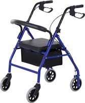 HOMCOM Rollator met zitje rollator inklapbaar tas handgreep 6 standen metaal 712-040
