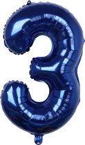 Folieballon / Cijferballon Blauw XL - getal 3 - 82cm