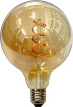 Led Lamp E27 - Globe G125 (125mm) - 5W (vervangt 25w) - GOUD - Vintage - Dimbaar - Retro look - Amber kleurig - Goud kleurig - Extra warm wit licht - 1 Stuk