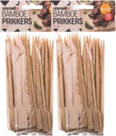 Bamboe prikkers - 2x bamboe prikkers - Prikkers - Deluxe bamboe prikkers - 100 stuks - 15 cm - Bamboe - Sate prikkers - Tapas prikkers - Kip prikkers - Fruitspiesjes - Bamboe prikk