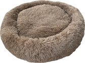 Donut Hondenmand en Kattenmand - Superzacht/Comfortabel - Wasbaar - Fluffy - Hondenkussen - 50cm - Dark Coffee