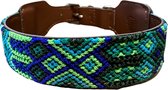 Hondenhalsband - blauw/groen - L ( nekomvang 43 - 53 cm )