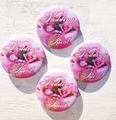 10 Buttons Pink Flowers Wedding Guest - bruiloft - trouwen - huwelijk - corsage - button