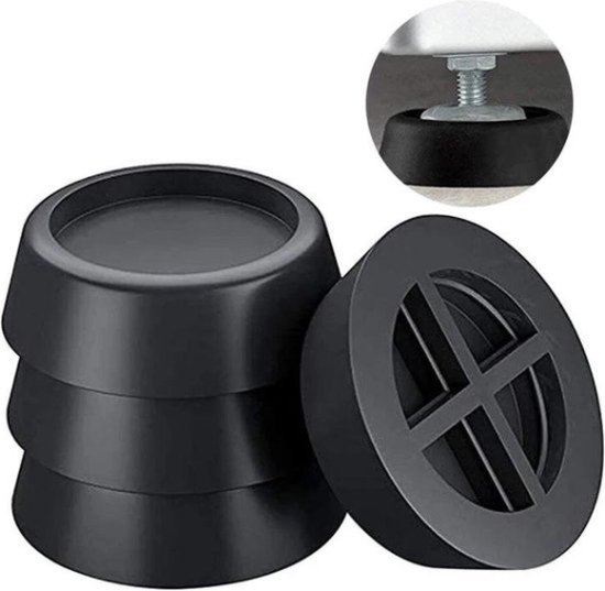 EasyGoods® Trillingsdempers Wasmachine & Droger – Set van 4 stuks – Zwart - Wasmachine Geluidsdempers / Vibratiedempers – Pads / Voetjes – Antislip rubber - Extra dik