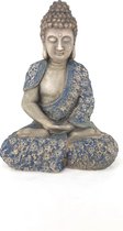 Mediterende Boeddha blauw bloemen jurk 31x20x43