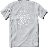 Love Paw - Katten T-Shirt Kleding Cadeau | Dames - Heren - Unisex | Kat / Dieren shirt | Grappig Verjaardag kado | Tshirt Met Print | - Licht Grijs - Gemaleerd - XXL