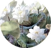 Sanders & Sanders zelfklevende behangcirkel tropische bladeren en bloemen groen en wit - 601121 - Ø 70 cm