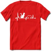 Cat Beat - Katten T-Shirt Kleding Cadeau | Dames - Heren - Unisex | Kat / Dieren shirt | Grappig Verjaardag kado | Tshirt Met Print | - Rood - XXL