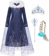 Het Betere Merk - Elsa Frozen - Prinsessenjurk -Verkleedkleding - 92/98 (100) - Kroon - Toverstaf - Juwelen - Prinsessen