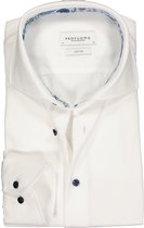 Profuomo slim fit overhemd - tricot - wit - Strijkvriendelijk - Boordmaat: 44