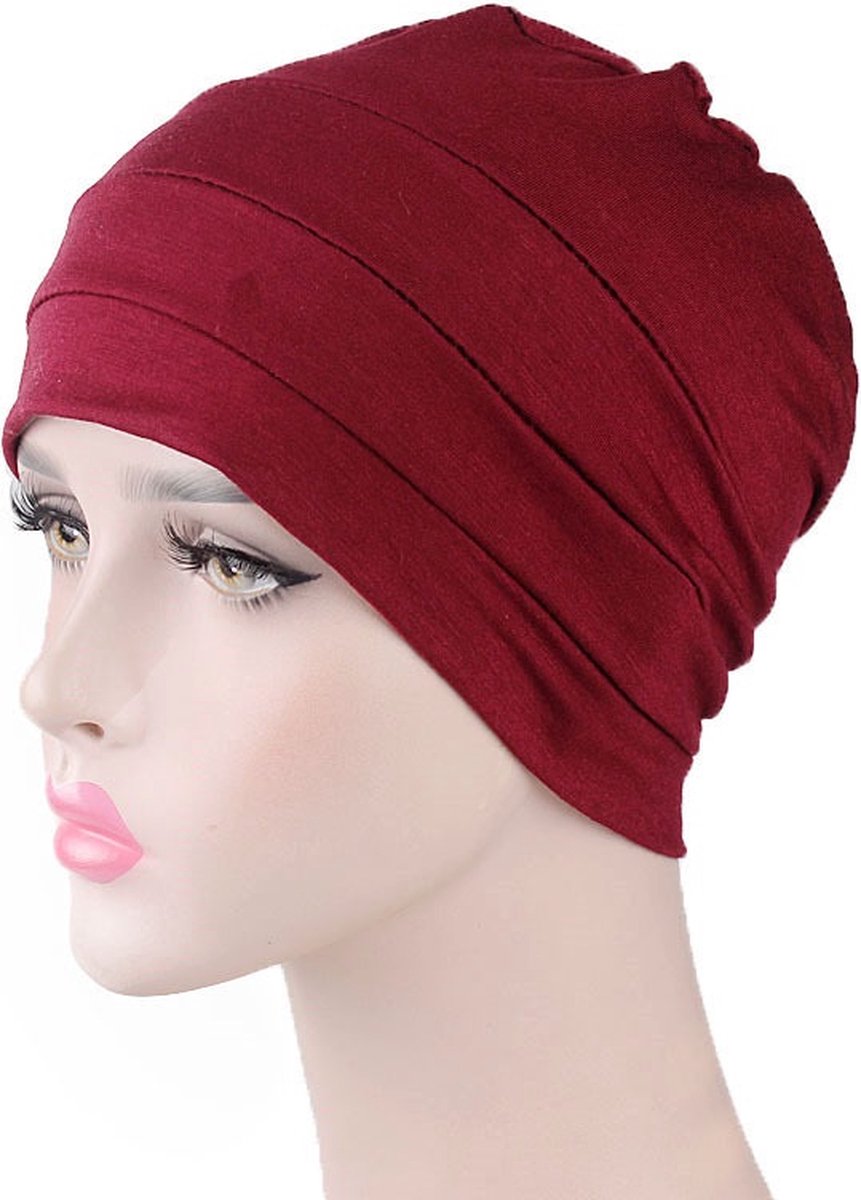 Tulband - Head wrap - Chemo muts – Haarband Damesmutsen - Tulband cap - Hoofddeksel – Beanie - Hoofddoek - Muts - Rood - Hijab - Slaapmuts - Hoofdwear – Haarverzorging