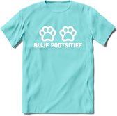 Blijf Poetsitief - Katten T-Shirt Kleding Cadeau | Dames - Heren - Unisex | Kat / Dieren shirt | Grappig Verjaardag kado | Tshirt Met Print | - Licht Blauw - XXL